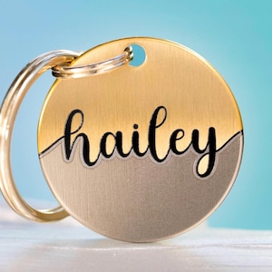 Personalisierte Hundemarke für Hundehalsband - Hundemarke für Welpe & Kätzchen mit Gravur. Minimalistischer Stil