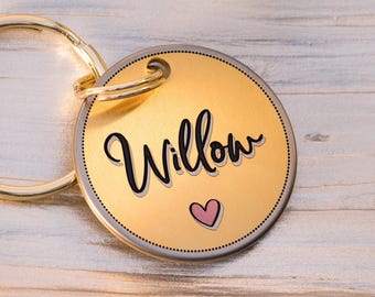 Custom Dog Name Tag - Personalized Cat Name Tag, Funny Unique Engraved Pet Collar ID Tag with Heart, Bone, Flower, Moon, Star, Paw and more