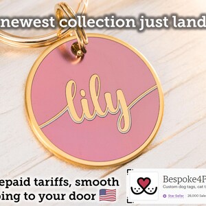 Engraved dog tag Dog ID tag Pet tag Personalized dog name tag Custom pet ID tag Cat ID tag Cat name tag Gift for puppy kitten Floral image 9