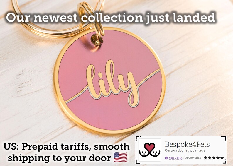 Engraved dog tag Dog ID tag Pet tag Personalized dog name tag Custom pet ID tag Cat ID tag Cat name tag Gift for puppy kitten Floral image 9