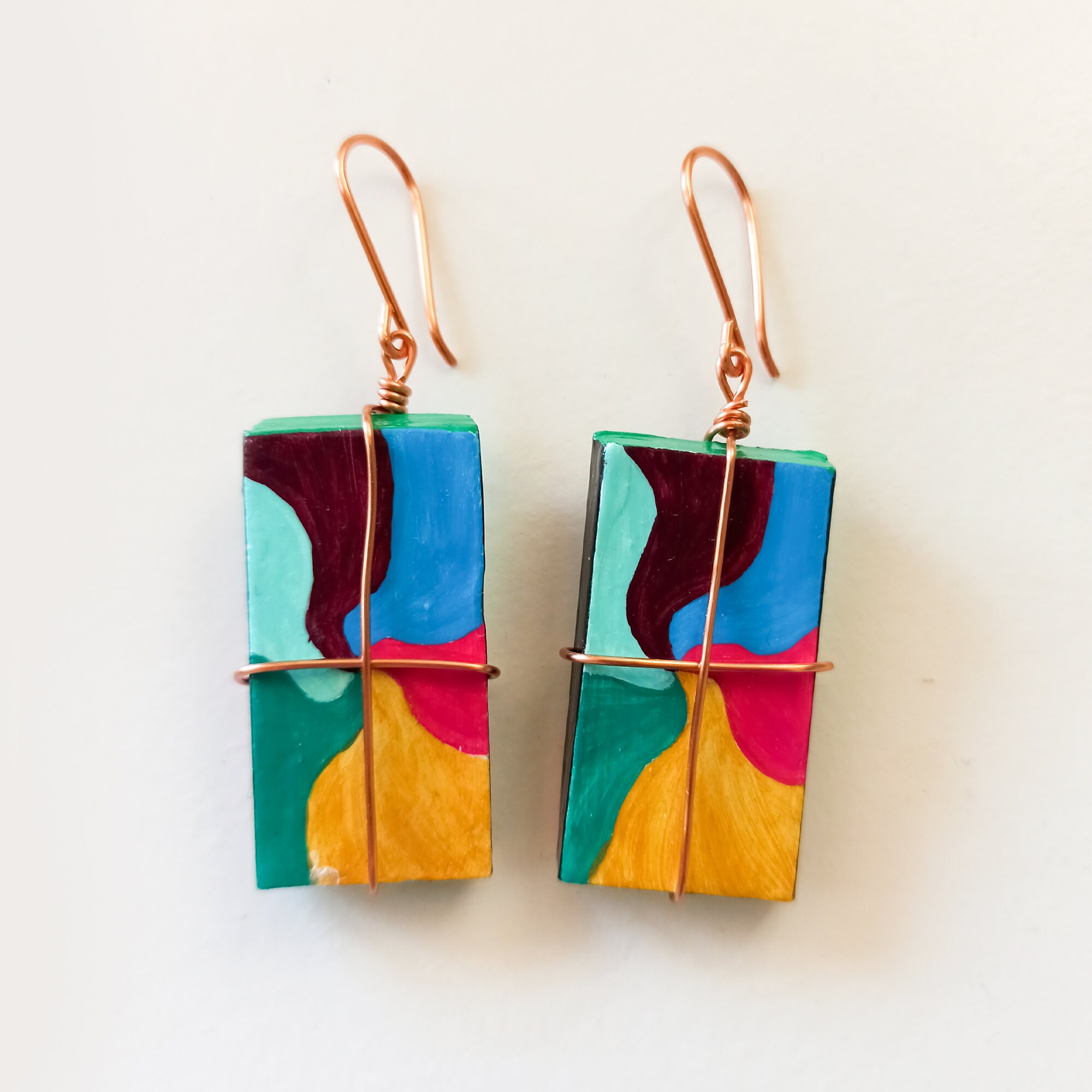 Pendientes mujer cerámica rectangular color Etsy España