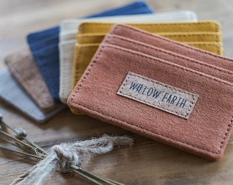 Friston Cotton Canvas Wallet | Rust, Mustard Yellow Cork, Grey, Indigo Blue | Sustainable Vegan Leather Alternative | Cardholder