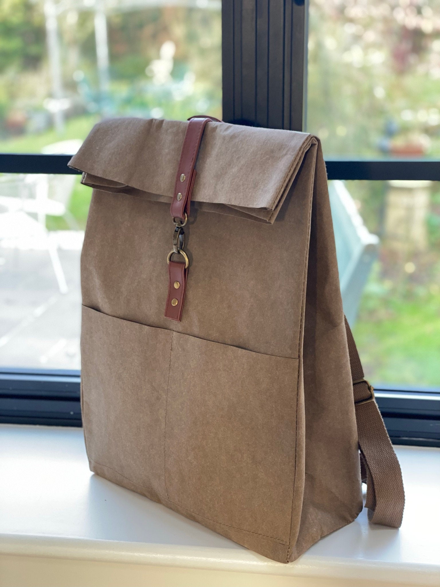 Transparent PVC and Red Eco-Leather Backpack