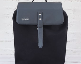 Sandqvist Alva Canvas & Leather Backpack in Black