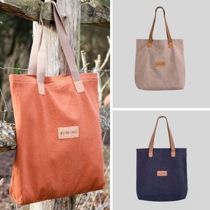 Eridge Large Canvas Tote Bag | Rust, Indigo Blue, Stone Grey | Sustainable Vegan Accessory