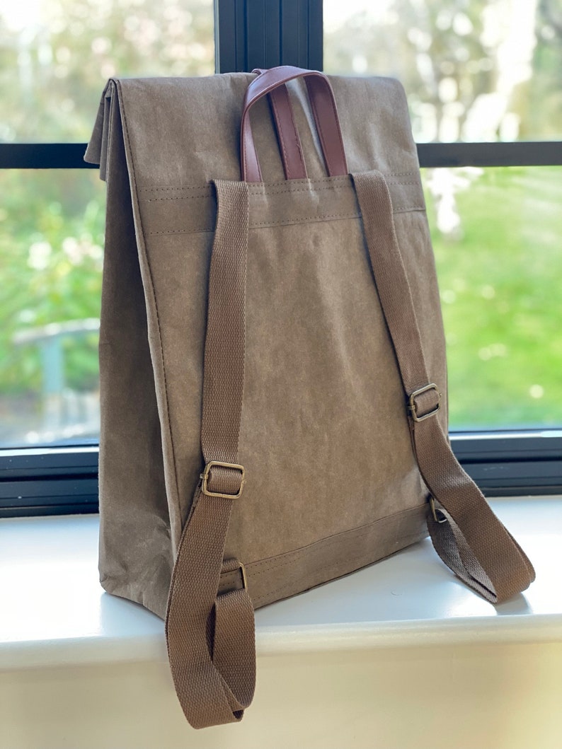 Vegan Rucksack in Brown Urban Backpack School Bag Washable Etsy