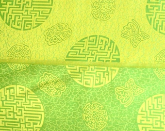 Glück green / yellow silk fabric 110 cm wide sold by the meter