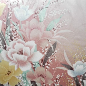 Kimono silk, large flowers, 100% silk 18 mommé sold by the meter 110 cm wide, silk, Japan China, large motifs