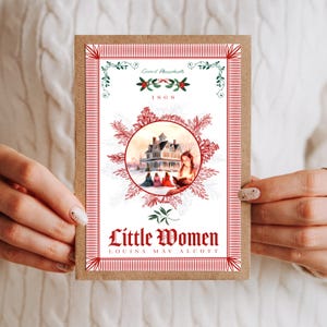 Illustration Cover Louisa May Alcott, Carte de voeux Noel, carte postale,, illustration, carte de Noël, idée cadeau