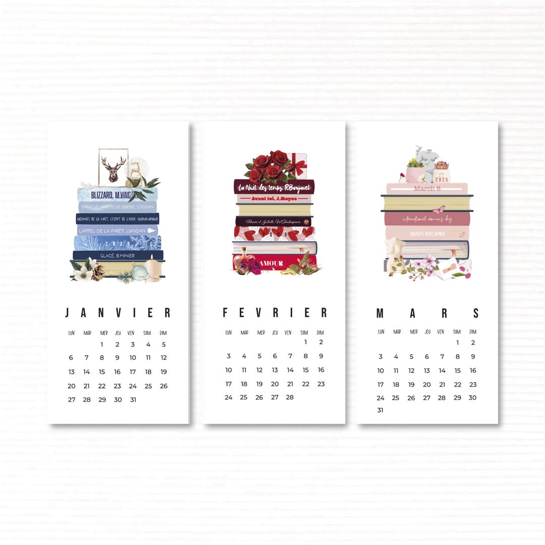 Calendrier 2025 Edition Lecture, calendrier mural, idée cadeau, cadeau