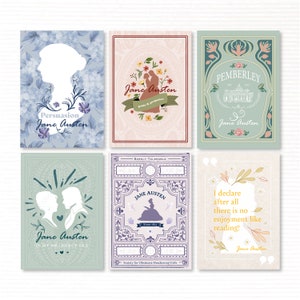Illustrations Jane Austen, carte postale, Papeterie, illustration, carte à message, idée cadeau