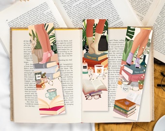 Illustrated Bookmark Set • Reading Stationery | Book Lover Gift | Cozy Reading Accessory | Hygge Stationery | Reader Gift | Handmade