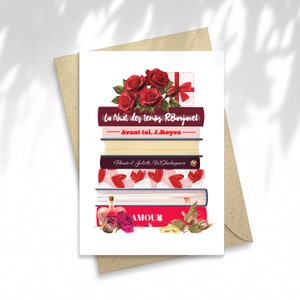 Illustration Amour & Lecture - Carte Postale Saint-Valentin, Papeterie Littéraire, Idée Cadeau