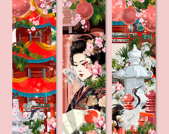 Marque Pages Geisha, papeterie, illustration, marque-pages, lecture, france, idée cadeau,  livres