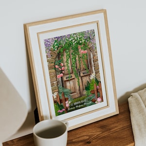 Affiche Jardin Secret – Illustration botanique A4/A5, déco murale nature, cadeau passionné de plantes