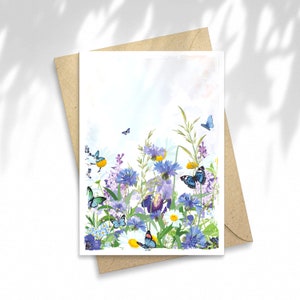 Blue Blooming illustration, gift card, postcard, birthday, illustration, message card, gift idea