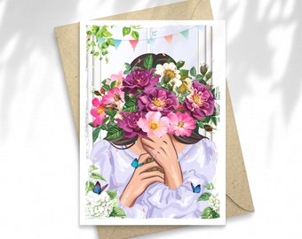 Illustration Joli Bouquet, carte à offrir, carte postale, Papeterie, illustration, carte à message, idée cadeau