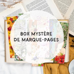 Peut inclure: Une boîte de marque-pages floraux assortis. La boîte est intitulée "Box Mystère de Marque-Pages".