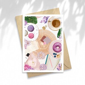 Illustration Printemps Gourmand, gift card, postcard, birthday, illustration, message card, gift idea