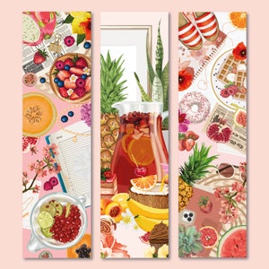 Set mit Gourmand-Sommer-Lesezeichen, Schreibwaren, Illustration, Lesezeichen, Lesen, Frankreich, Geschenk unter 10 Euro