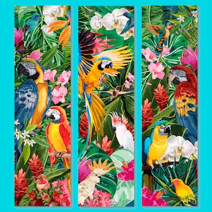 Lesezeichen-Set mit tropischen Vögeln – Sommer, Urlaubsbriefpapier, Leseaccessoire
