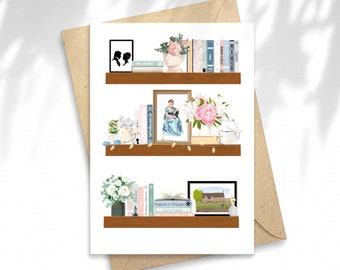 Jane Austen illustration, gift card, postcard, stationery, illustration, message card, gift idea
