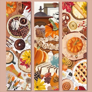 Lot of Autumn Gourmand Bookmarks, stationery, illustration, bookmarks, reading, France, gift, to offer, books