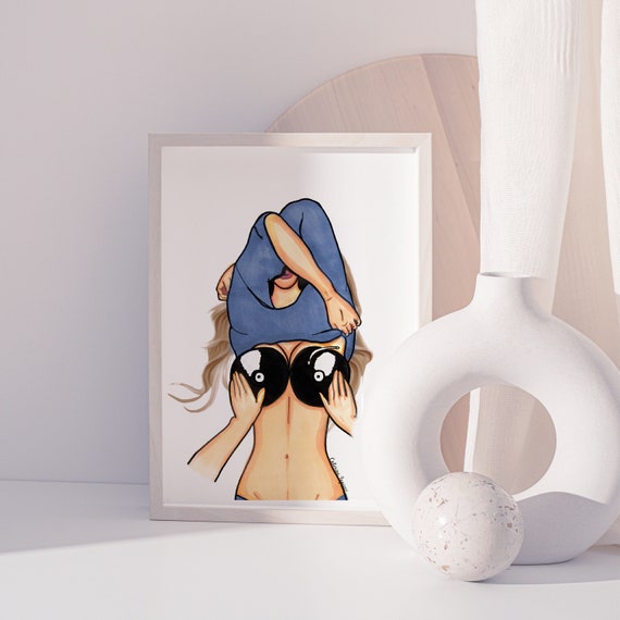 You Spin Me Right Round Record Vinyl Boobs Make Music Sexy Girl Art Print -   Canada