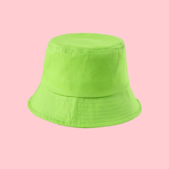 Solid Pastel Yellow Purple Green Adjustable Bucket Hat Aesthetic Summer Beachwear Beach Y2K Preppy 90's Style