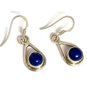 Lapis Lazuli Dangle Earrings | Blue Gemstone Drop Earrings | 925 Silver Handmade Earrings for Her | Lapis Earrings|Birthday Anniversary Gift