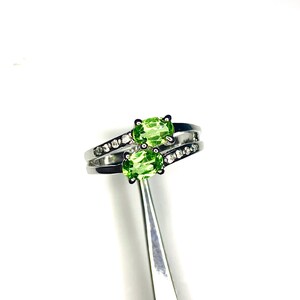 Peridot Ring | Zircon Ring | Rhodium Plated Silver Rings For Women | August Birthstone Ring | Promise Ring Engagement Ring | Gift For Wife