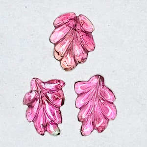 Natural Pink Tourmaline Carving Stones 3 Piece Set | October Birthstone Loose Gemstones | Pink Tourmaline for Jewelry Making & Earrings