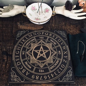 Spiritual Dowsing Board: Witch Board with Metal Legs & Velour Case