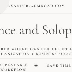 May include: A banner with the text "Freelance and Solopreneur" in a serif font. Below, it reads "AI-POWERED WORKFLOWS FOR CLIENT GROWTH, ORGANIZATION & BUSINESS SUCCESS." Additional text includes "Client Management" and "AI Workflows."