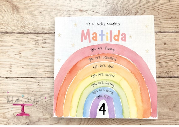 Personalised Rainbow Birthday card | Daughter Rainbow | You are Strong. You are Brave. You are Kind Birthday Card | Girl's Birthday Card