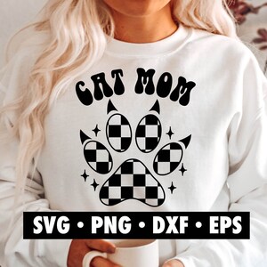 Chat maman SVG, SVG patte à carreaux, chat maman PNG, chat maman svg, fourrure maman svg, chat disant svg, chat svg, chat amoureux svg, mère svg, chat patte svg