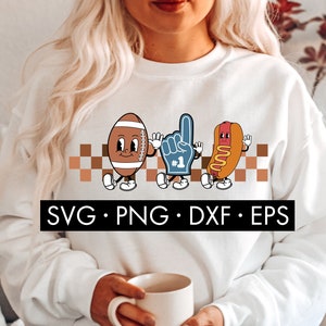 Retro voetbal tekens SVG, voetbal moeder SVG, voetbal Png, voetbal moeder png, stripfiguren SVG, voetbal SVG, American Football SVG