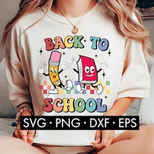 Back To School SVG, Retro School SVG, School Sublimation, Cartoon character svg, Pencil svg, Book svg, Retro png, First Day Of School svg