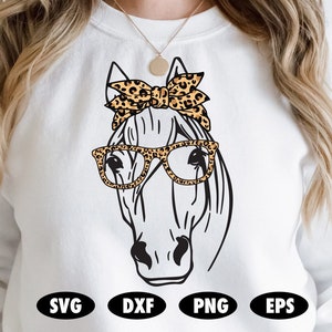 Pferde SVG, Pferd Bandana und Brillen svg, Leopard Print svg, Pferde Clipart, Pferde Cut Datei, Bandana Svg, Pony svg, Pferd Sublimation