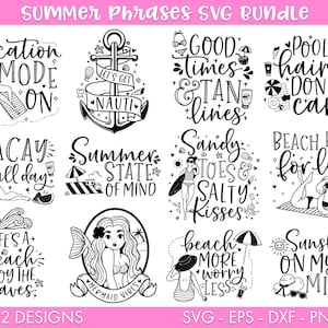 Summer SVG Bundle, Pool svg, Beach svg, Summer quotes svg, Mermaid svg, Summer PNG Bundle, Summer svg, Surfing svg, Vacation svg, Funny svg