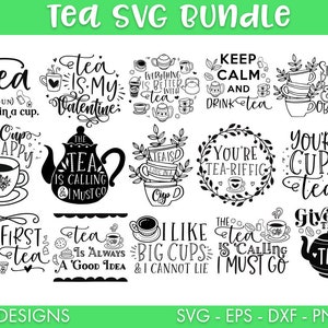Thee SVG Bundel, Grappige Thee Citaten svg, Thee Citaten svg, Citaten svg, Spreuken svg, Pun svg, Maar eerste thee svg, Thee shirts, Theeliefhebber svg