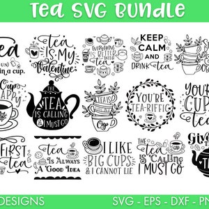 Tea SVG Bundle, Funny Tea Quotes svg, Tea Quotes svg, Quotes svg, Sayings svg, Pun svg, But first tea svg, Tea shirts, Tea lover svg