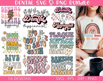 Dental SVG Bundle, Dental Quotes SVG bundle, Dentist svg, Funny dental svg, Dental hygienist svg, Cute tooth svg, Dental png, Sublimation