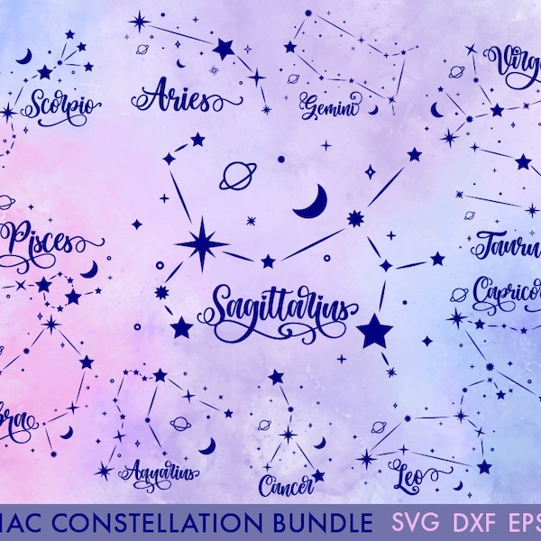 Zodiac Star sign Constellation Svg Bundle, Zodiac svg, Star sign svg, Constellation svg, Svg bundle, Aries svg, Pisces svg, Libra svg