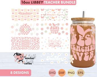 Teacher SVG Bundle 16oz Libbey Glass Can SVG file, Cup Wrap, Libbey SVG, Teacher svg, Teacher Libbey Can Wrap svg, Teacher Glass Wrap Svg