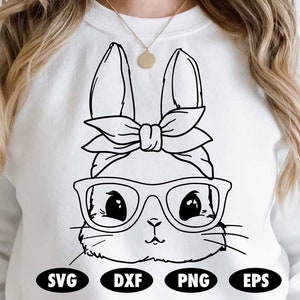 Süßer Hase mit Brille svg, Schleife svg, Oster svg, Hase svg, Hase Svg, Hase Svg, Christliche svg, Jesus svg, Religion svg