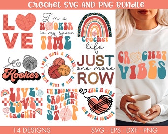 Retro häkeln SVG Bundle, häkeln Zitate SVG Bundle, häkeln svg, lustige häkeln svg, svg Bundle, Häkelnadel svg, Garn svg, Handwerk svg