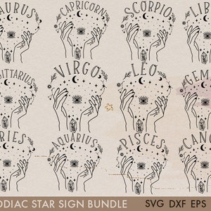 Sterrenbeeld Boho Boho Boho Svg Bundel, Dierenriem svg, Sterrenbeeld svg, Sterrenbeeld svg, Svg bundel, Boho svg, Boho svg