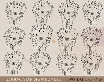 Signo de estrella zodiacal Boho Boho Svg Bundle, Zodiac svg, Signo estelar svg, Constelación svg, Svg bundle, Boho svg, Boho svg