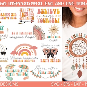 Boho inspirierende Zitate SVG Bundle, inspirierende Zitate SVG, motivierende svg, Affirmationen svg, svg Bundle, Boho svg, Positivität svg